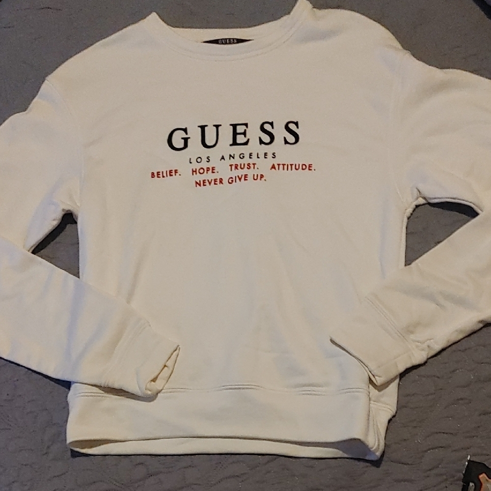 GUESS White Crewneck Sweatshirt Sz Sm